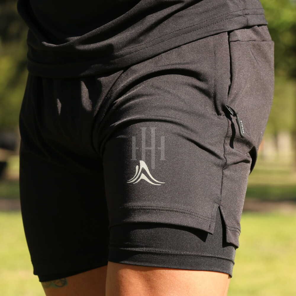 Remera microfibra con lycra, negra mangas grises, Crossray / Short lycra con calza. Nego, logo blanco. Crossray